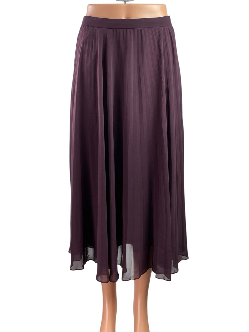 Club Monaco Purple High Rise Elastic Waist Pleated A Line Midi Skirt Size S